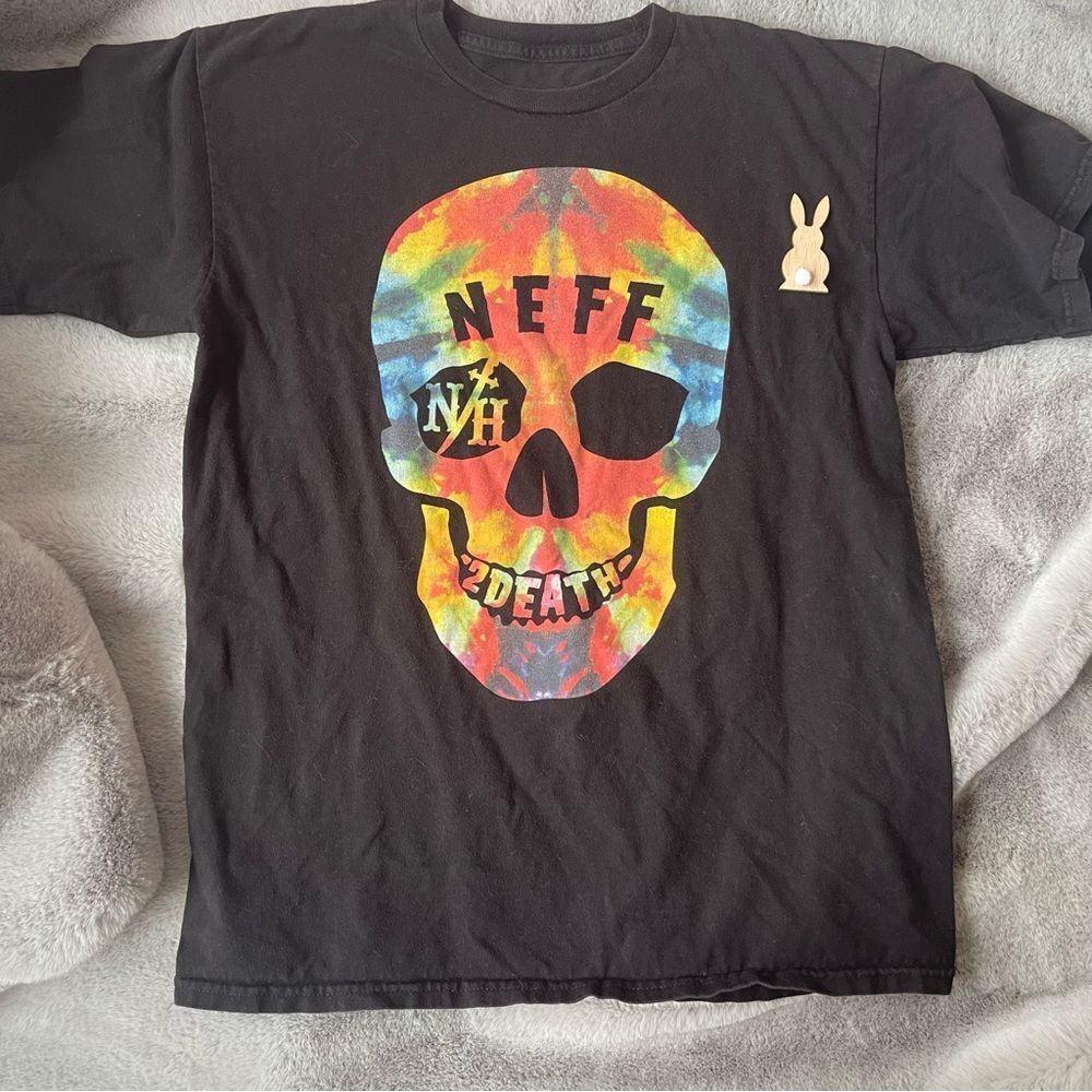 Skull Graphic Tie-Dye Print T-Shirt Size Medium preowned